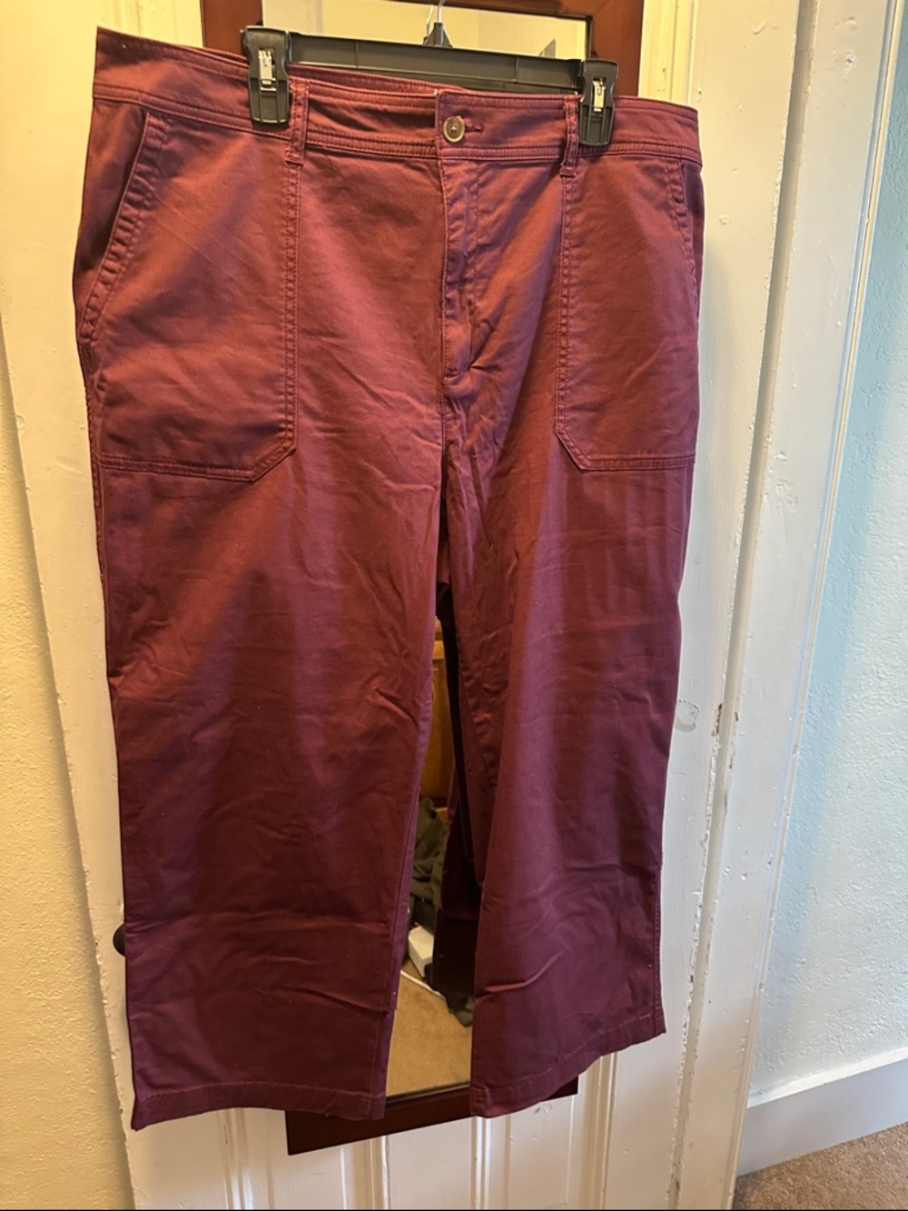 GAP women's burgundy cropped utility trousers
